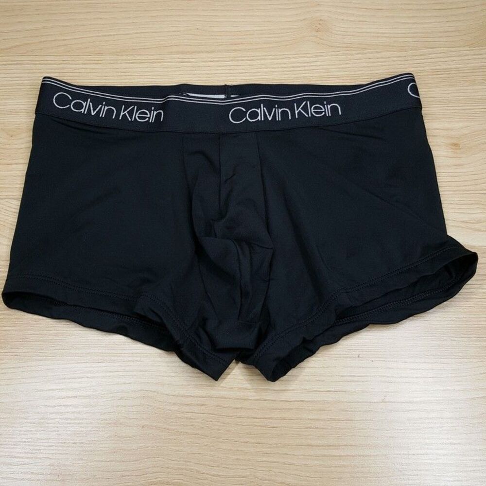 CALVIN KLEIN Boxer Briefs Mens Small Black Micro Stretch Low Rise Trunk Logo